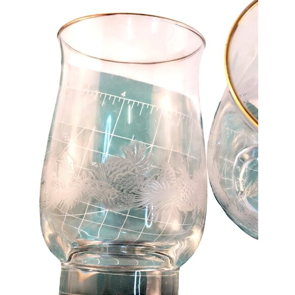 Libbey Frosted Pine Cone Gold Rim Holiday Glasses 2 Pc Arby’s Christmas Drinkwar - Picture 3 of 10